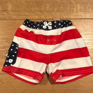 Osh Kosh B’gosh American flag bathing trunks